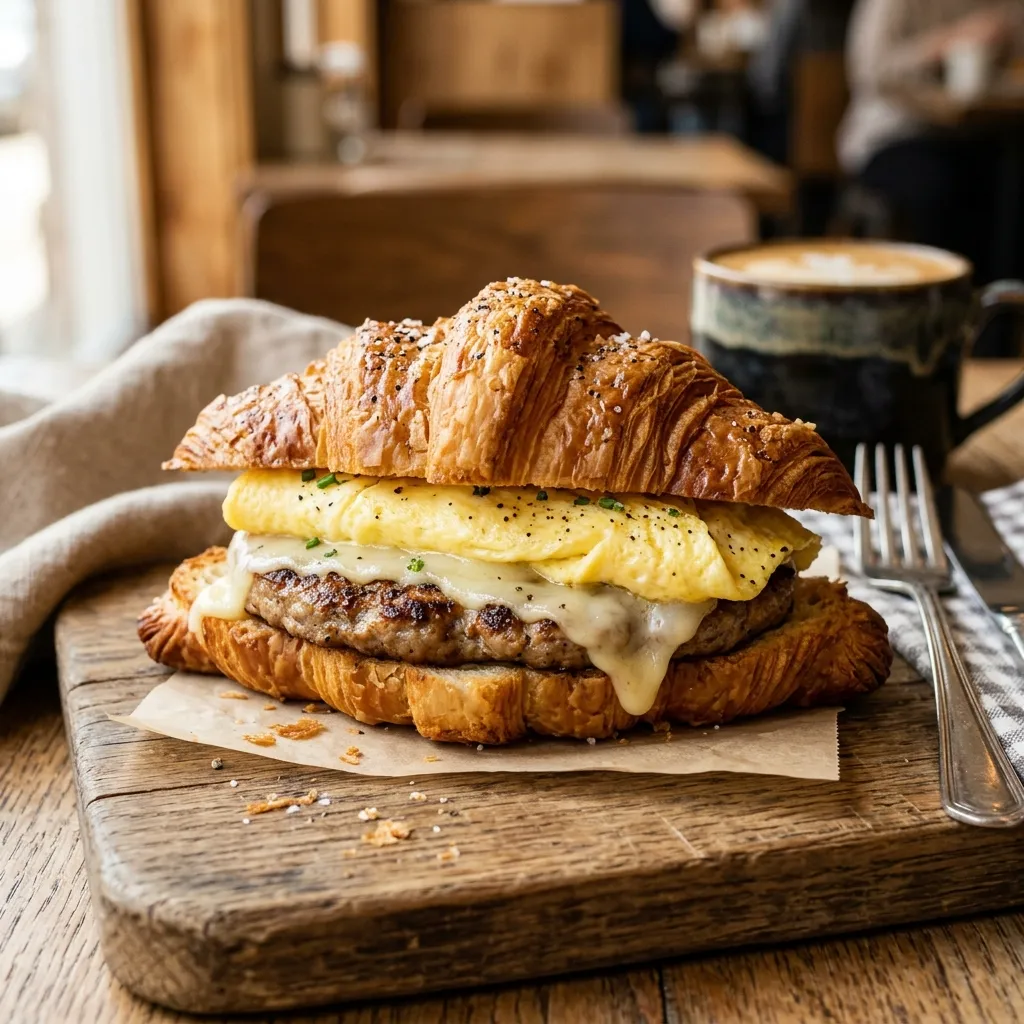 Sausage Egg and Swiss Croissant