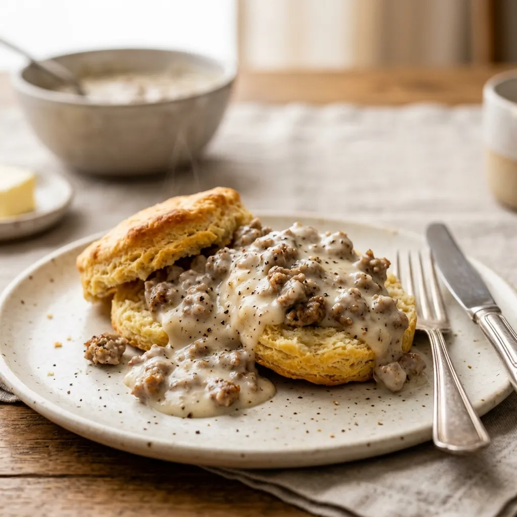 Sausage Gravy and Biscuit
